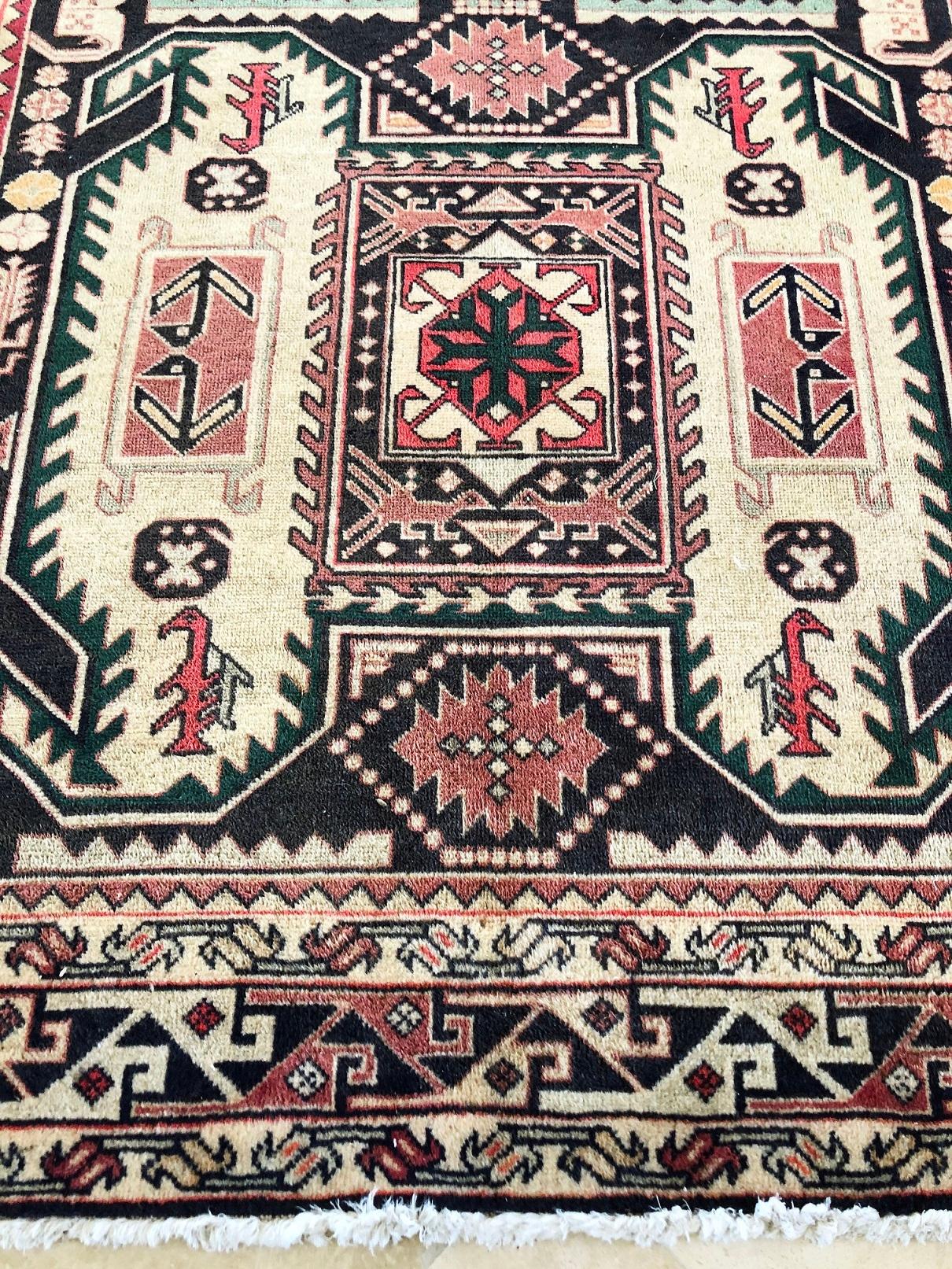 Vintage Persian Hand Knotted Geometric Ardabil Rug, circa 1960 For Sale 8