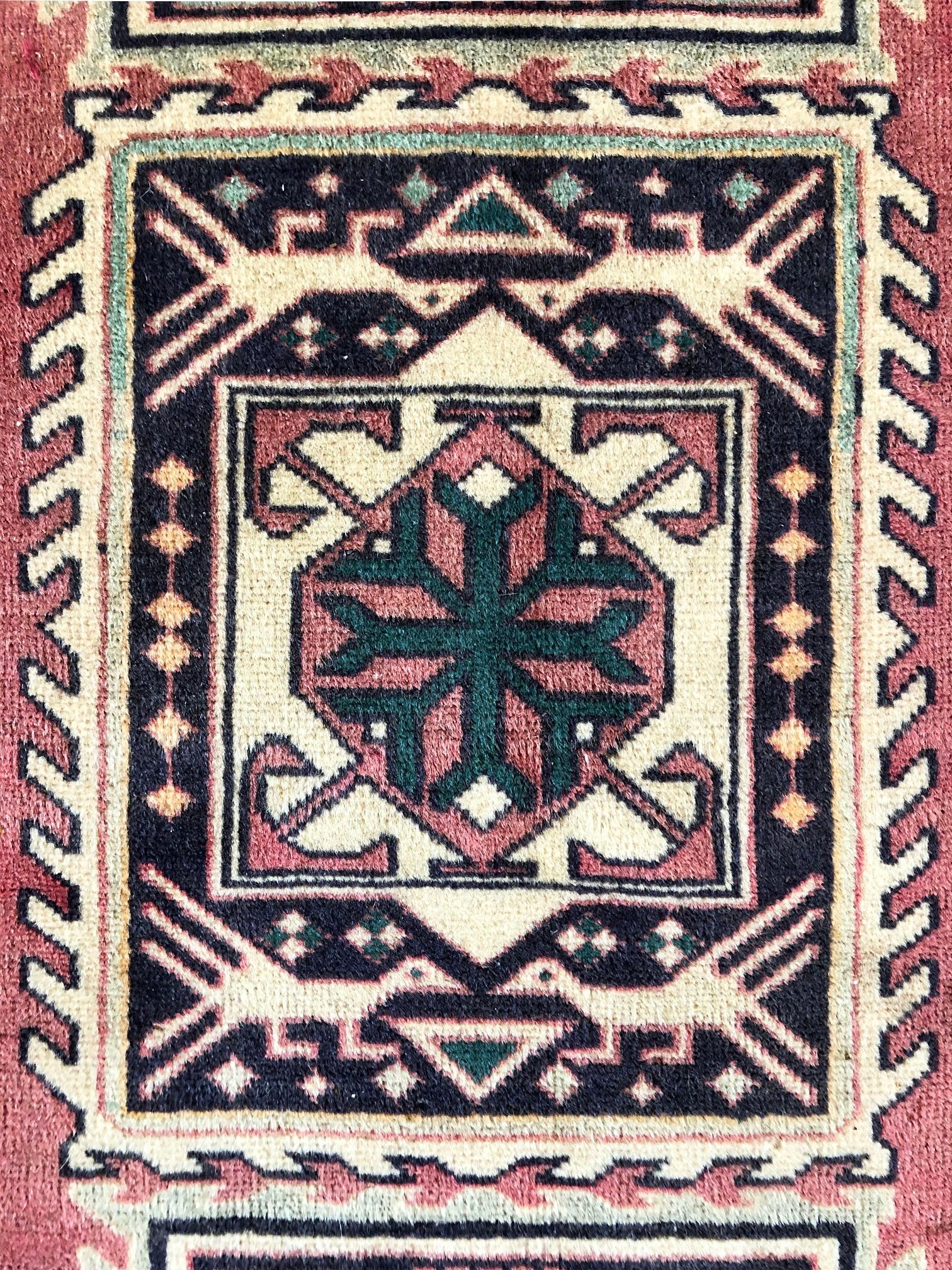 Hand-Knotted Vintage Persian Hand Knotted Geometric Ardabil Rug, circa 1960 For Sale