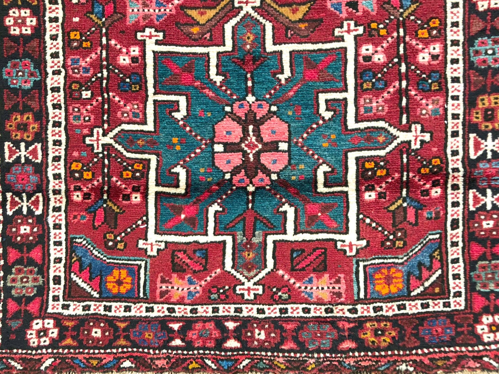 20th Century Vintage Persian Hand-Knotted Karajeh Tribal 1960 Runner
