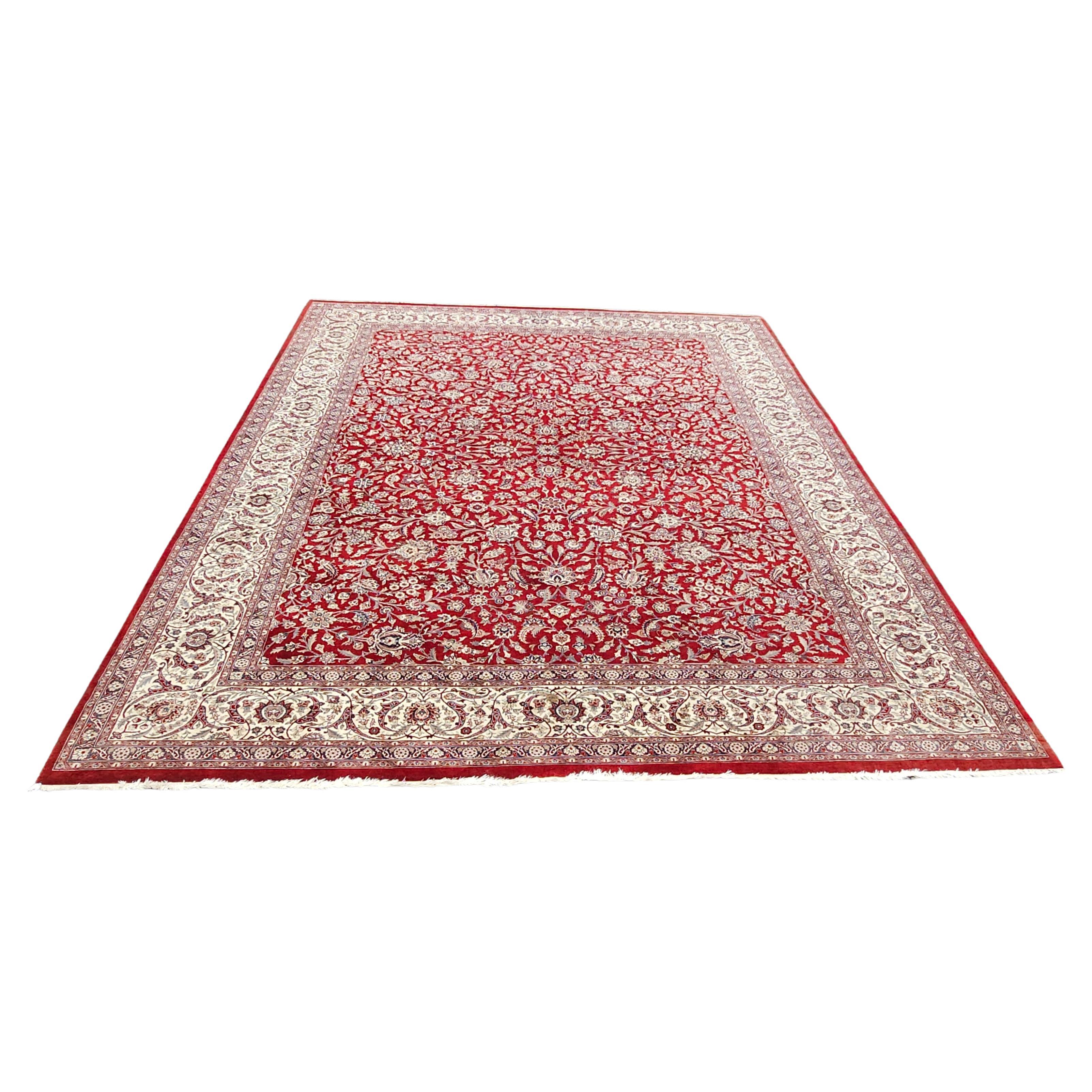 Vintage Persian Hand-Knotted Kashan Rug 10" x 14"