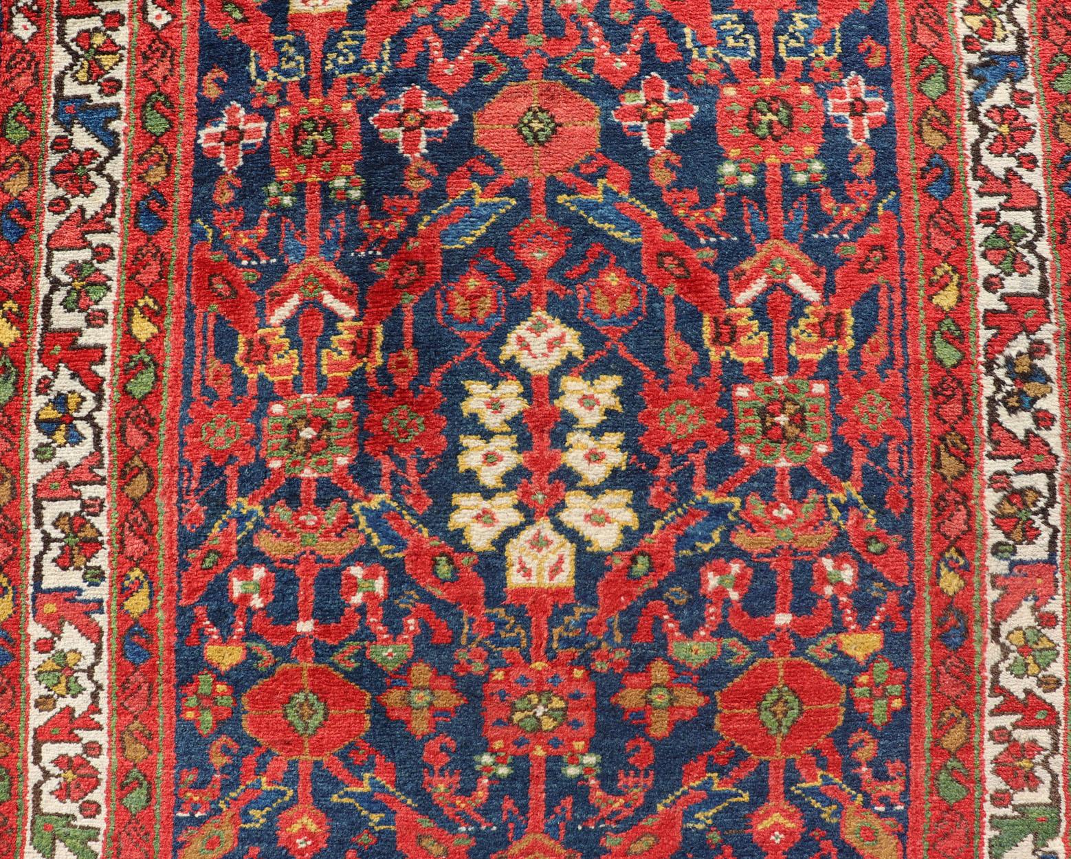 Antique Persian Hand Knotted Malayer Runner with Sub-Geometric All-Over Design For Sale 4