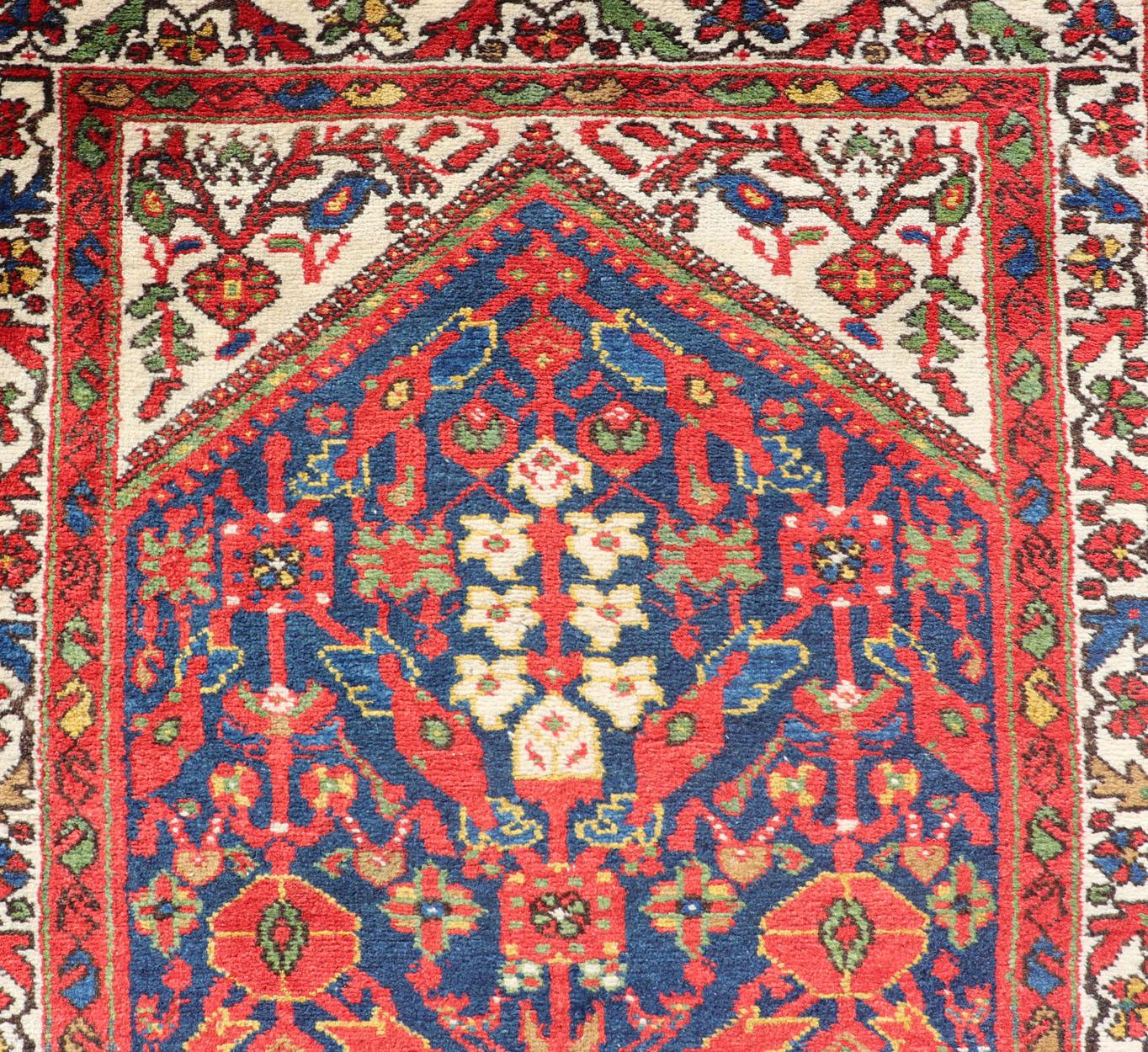 Antique Persian Hand Knotted Malayer Runner with Sub-Geometric All-Over Design For Sale 5