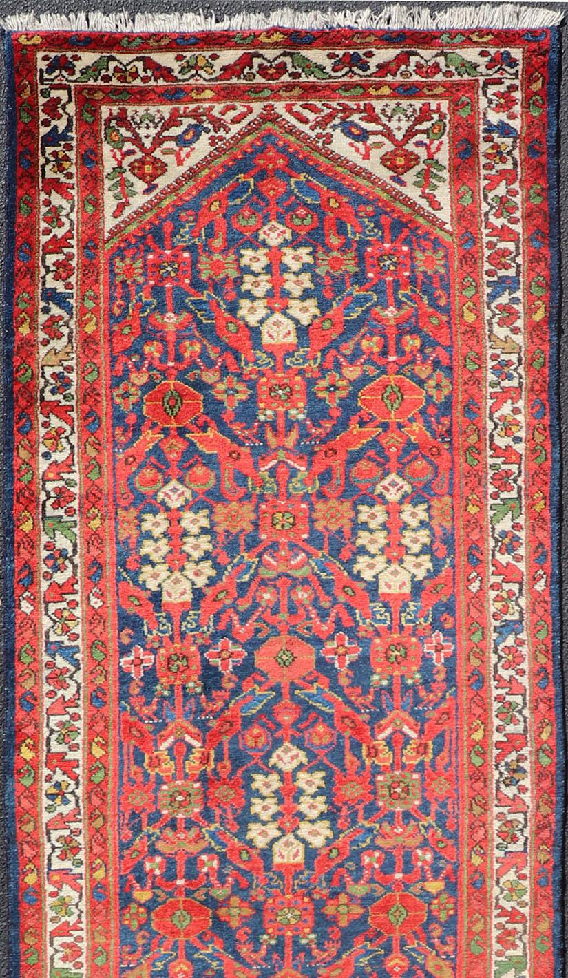 Hand-Knotted Antique Persian Hand Knotted Malayer Runner with Sub-Geometric All-Over Design For Sale