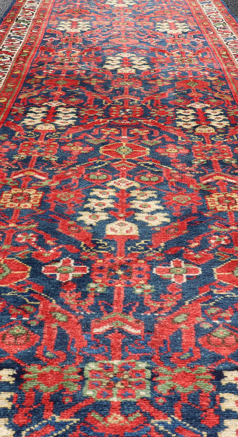 Antique Persian Hand Knotted Malayer Runner with Sub-Geometric All-Over Design For Sale 2