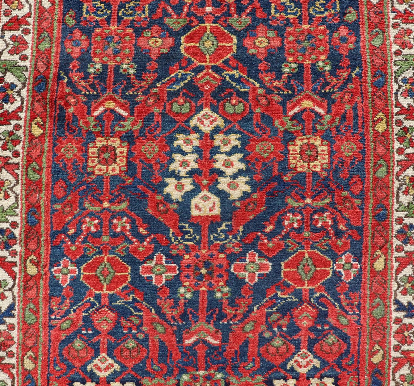 Antique Persian Hand Knotted Malayer Runner with Sub-Geometric All-Over Design For Sale 3