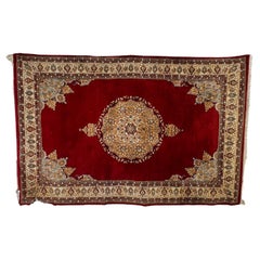 Vintage Persian Handmade Knotted Red Rug Tapestry