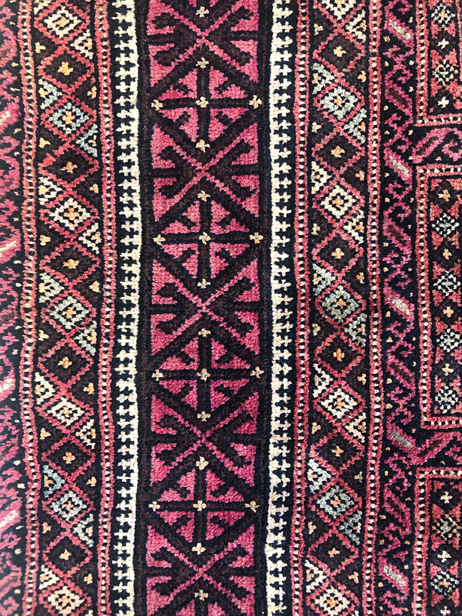 Vintage Persian Hand Knotted Salmon Brown Tribal Baluchi Rug, circa 1960 5