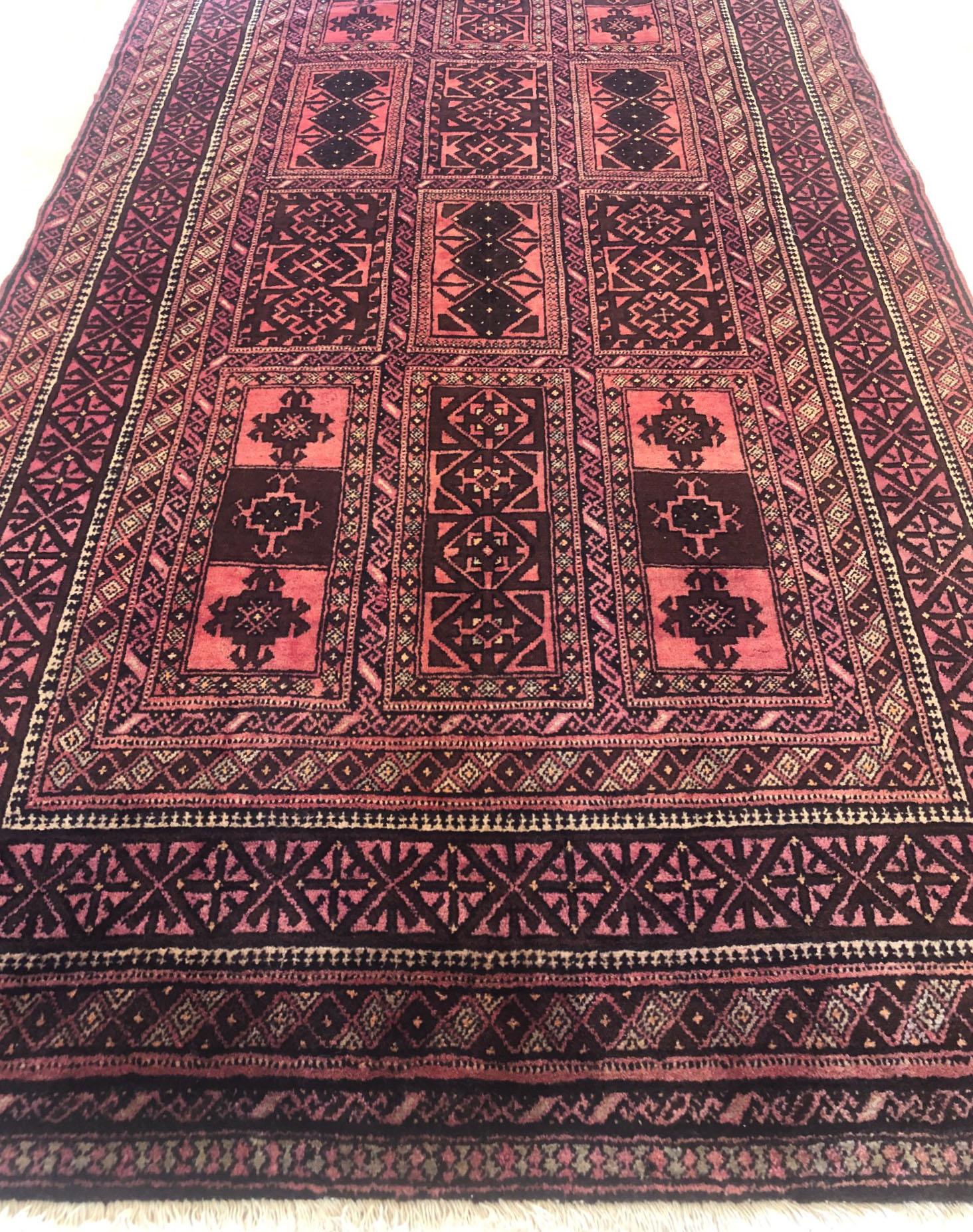 Hand-Knotted Vintage Persian Hand Knotted Salmon Brown Tribal Baluchi Rug, circa 1960