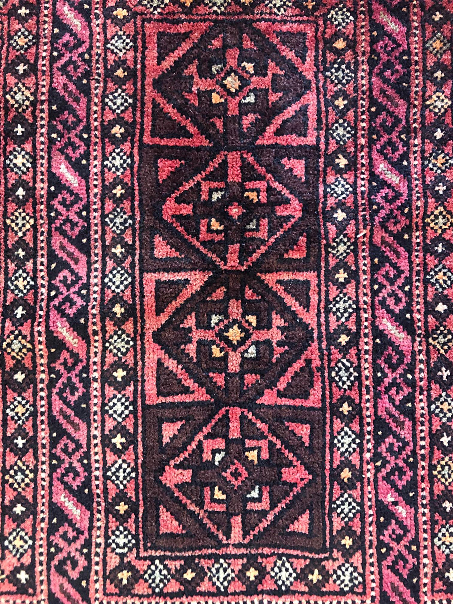 Vintage Persian Hand Knotted Salmon Brown Tribal Baluchi Rug, circa 1960 3