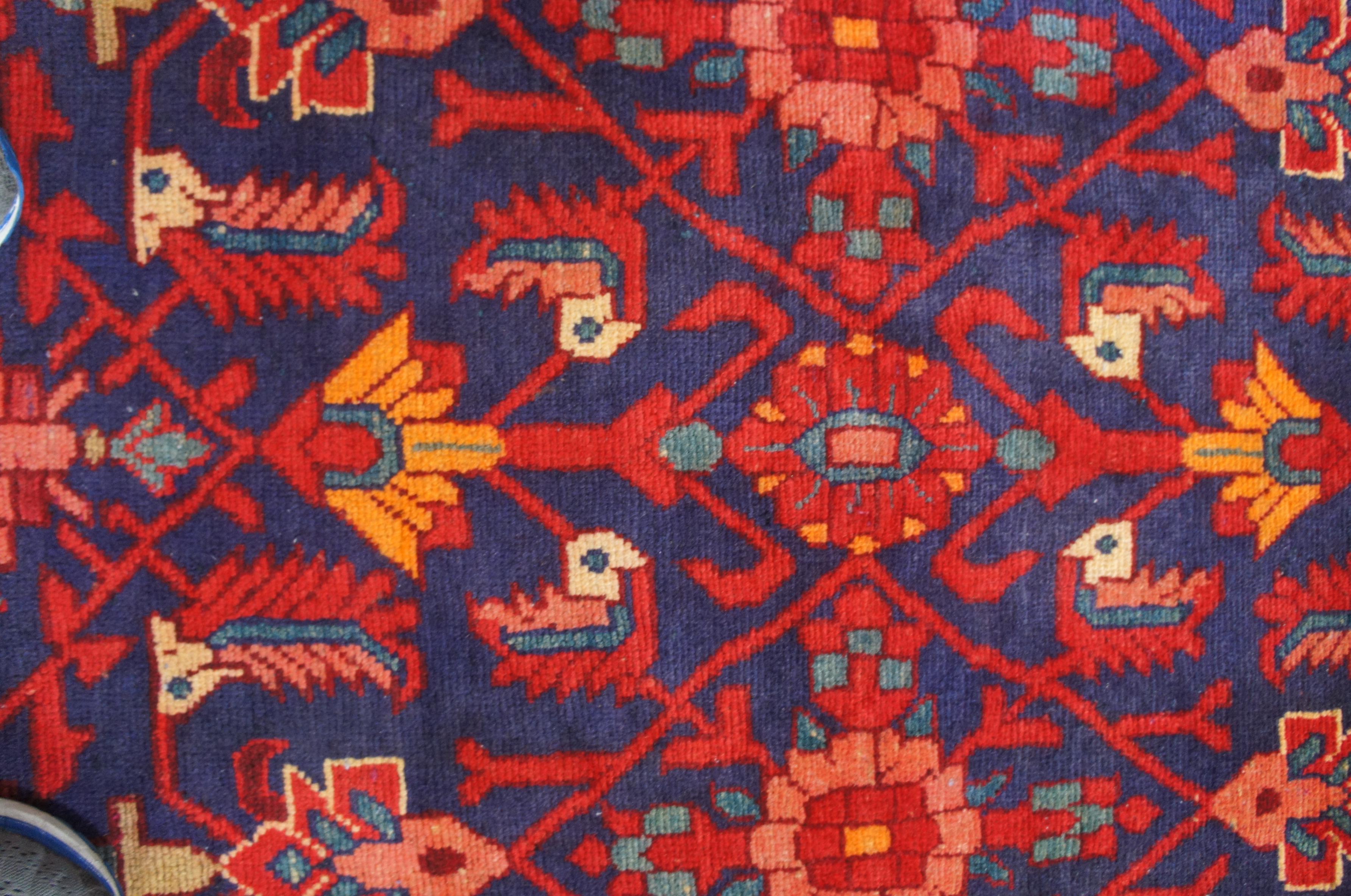 Vintage Persian Hand Knotted Saveh Geometric Wool Rug Runner Carpet Mat en vente 6