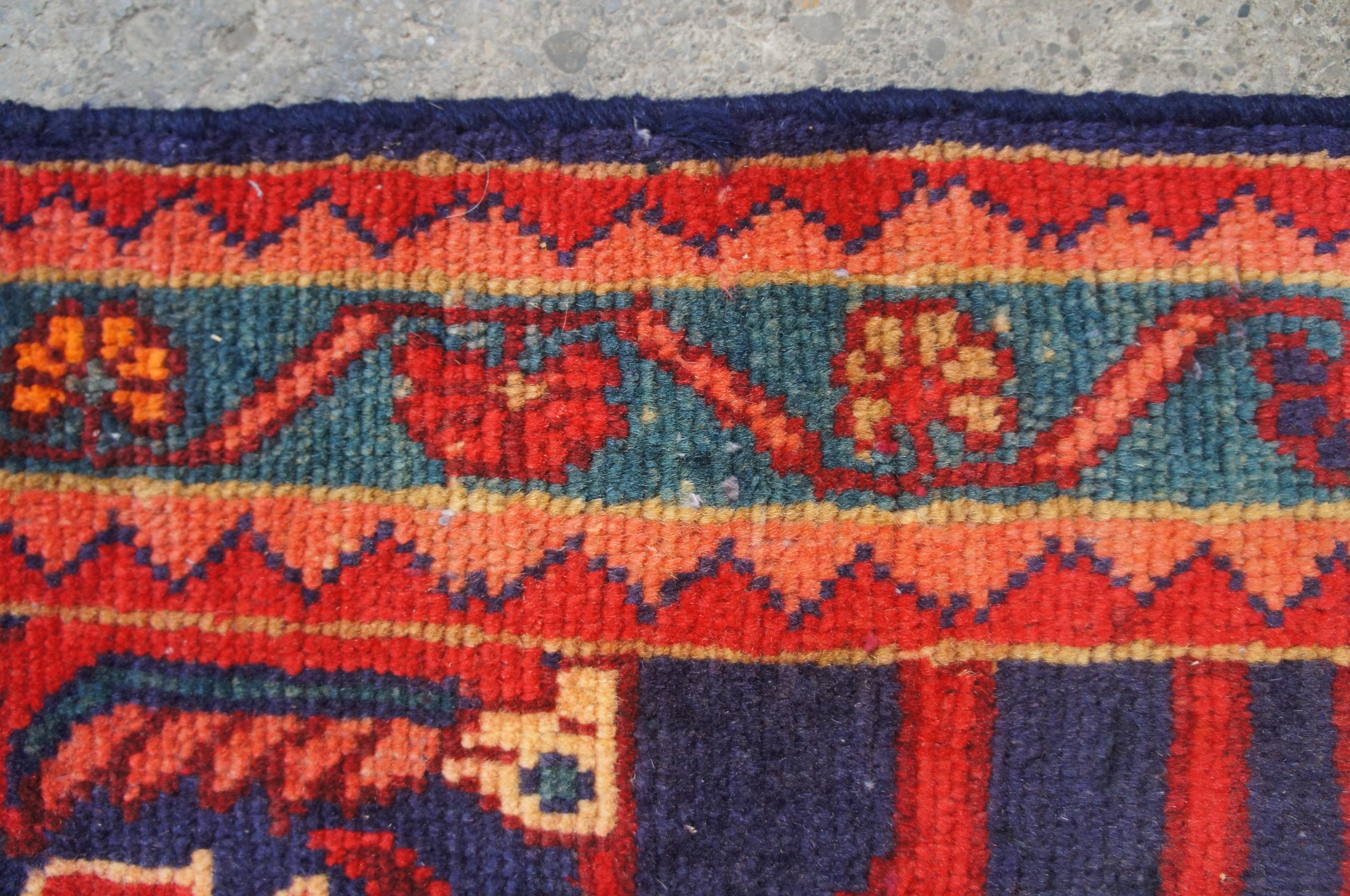 Vintage Persian Hand Knotted Saveh Geometric Wool Rug Runner Carpet Mat en vente 7