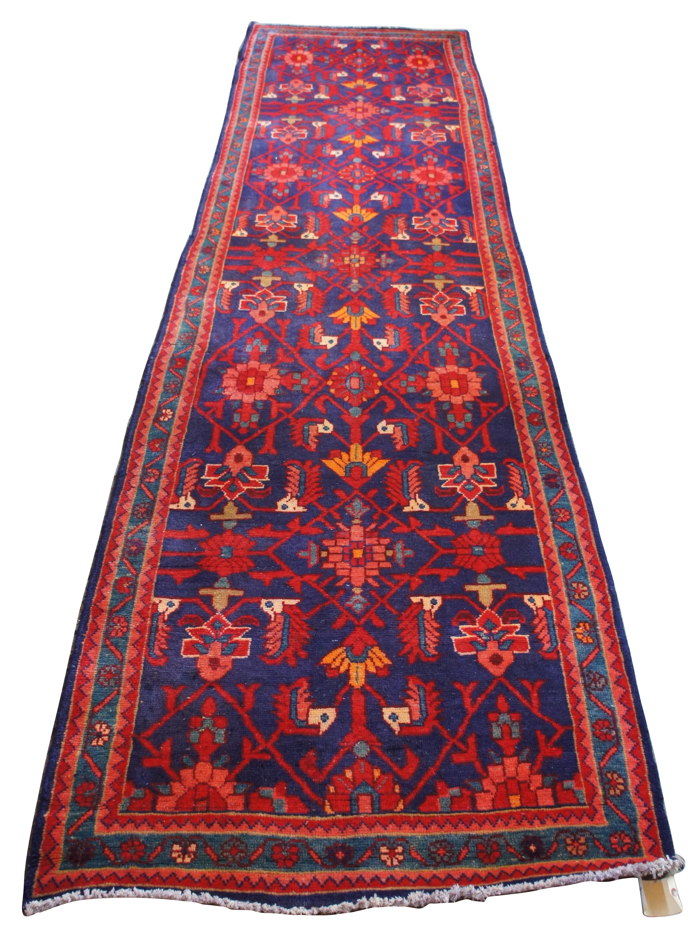 Vintage Persian hand knotted Saveh Geometric wool rug runner carpet mat 167