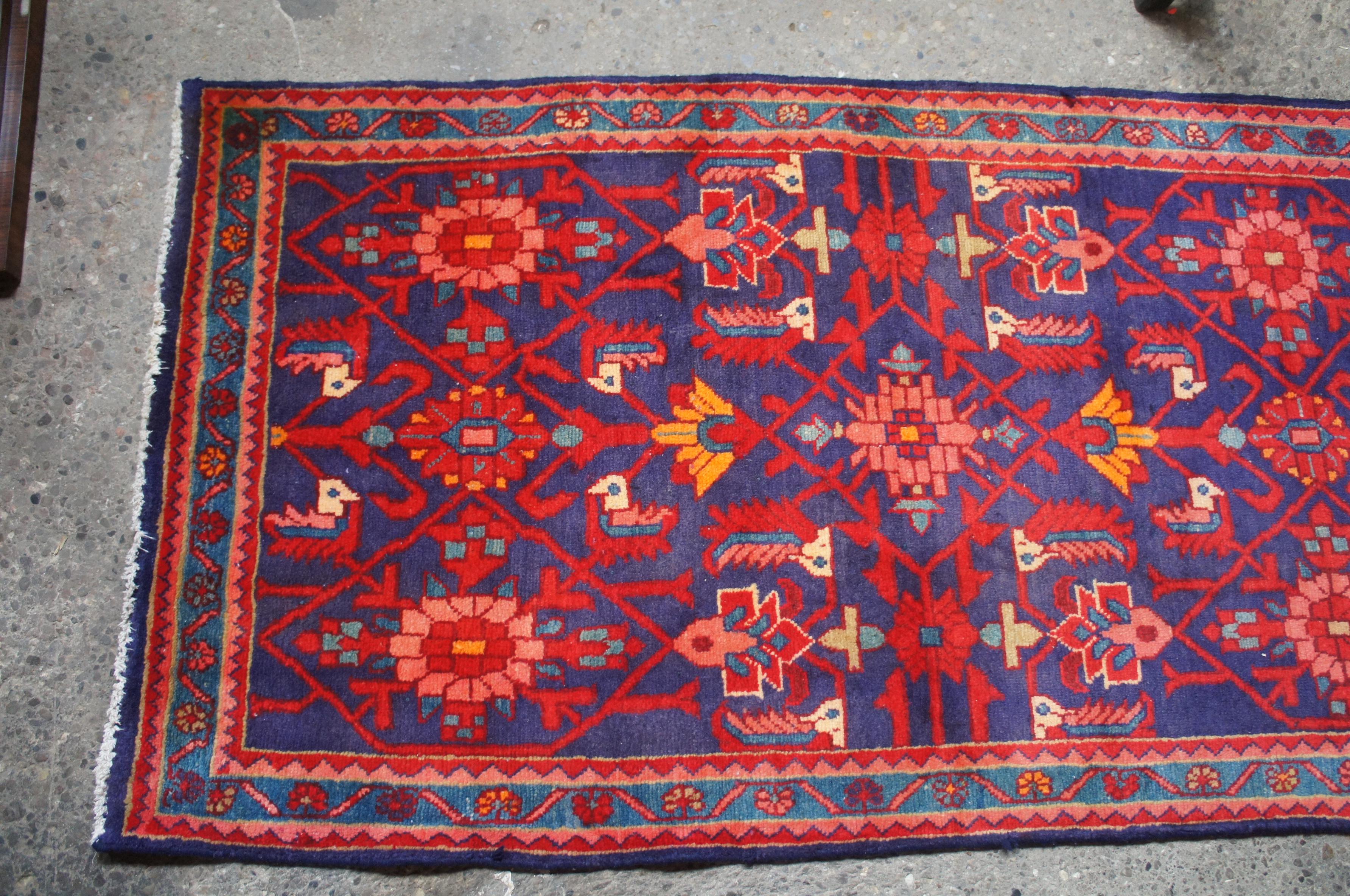 Vintage Persian Hand Knotted Saveh Geometric Wool Rug Runner Carpet Mat For Sale 2