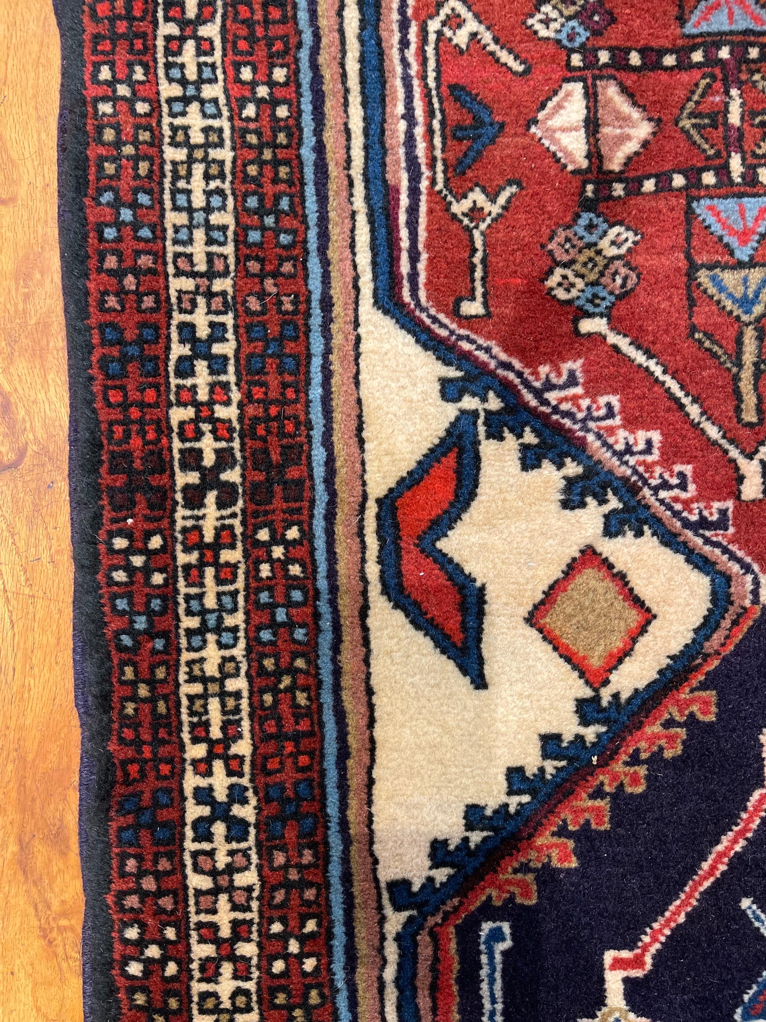 Vintage Persian Hand Knotted Tribal Ardabil 1960 Circa Rug Runner For Sale 2