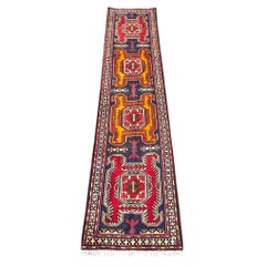 Retro Persian Hand Knotted Tribal Ardabil 1960 Circa Rug Runner