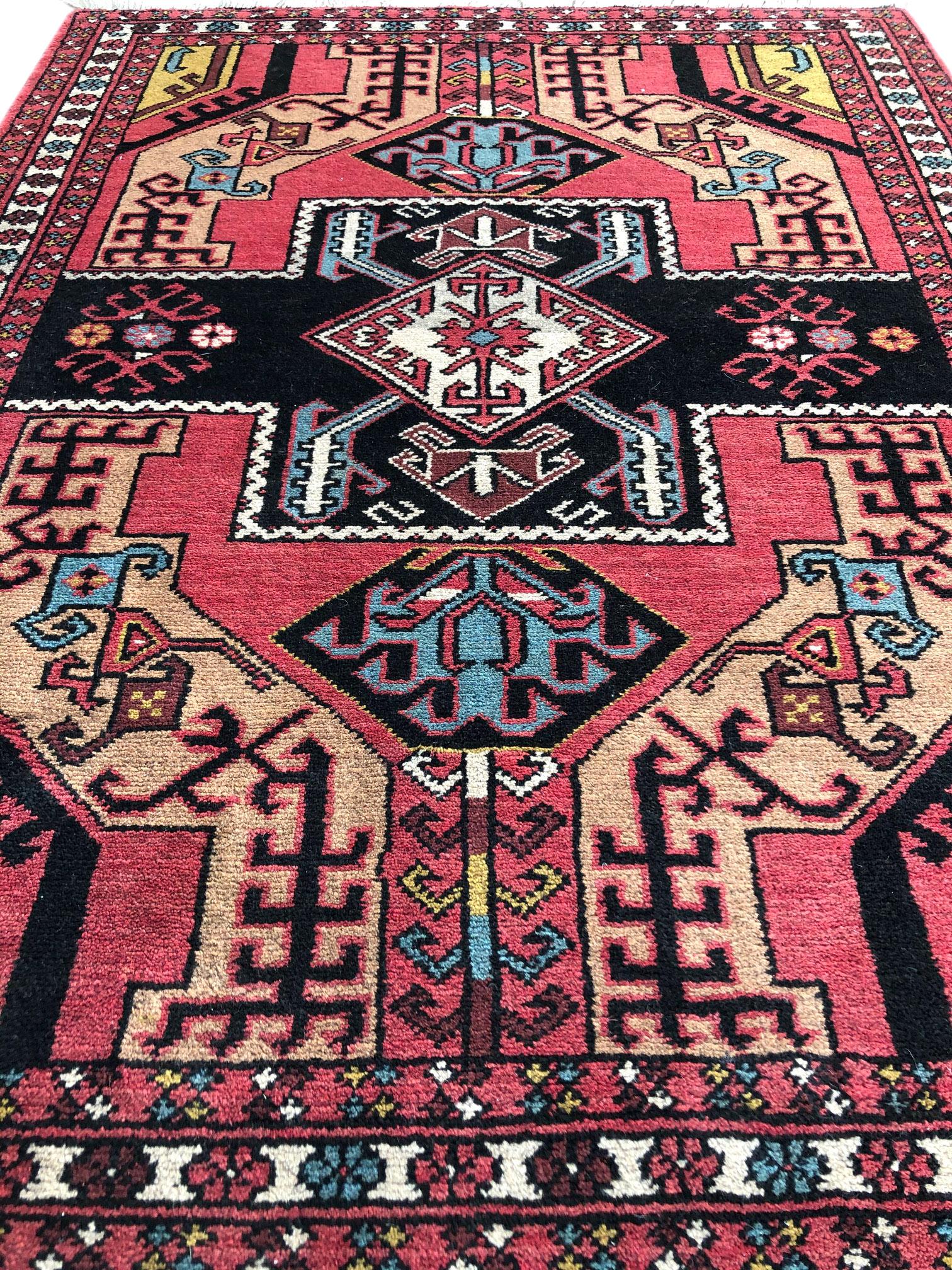 Hand-Knotted Vintage Persian Hand Knotted Tribal Medallion Baluchi Rug, circa 1960
