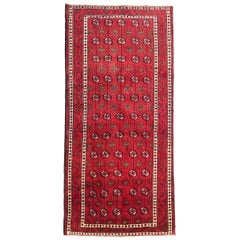Vintage Persian Hand Knotted Tribal Medallion Red Baluchi Rug, circa 1960