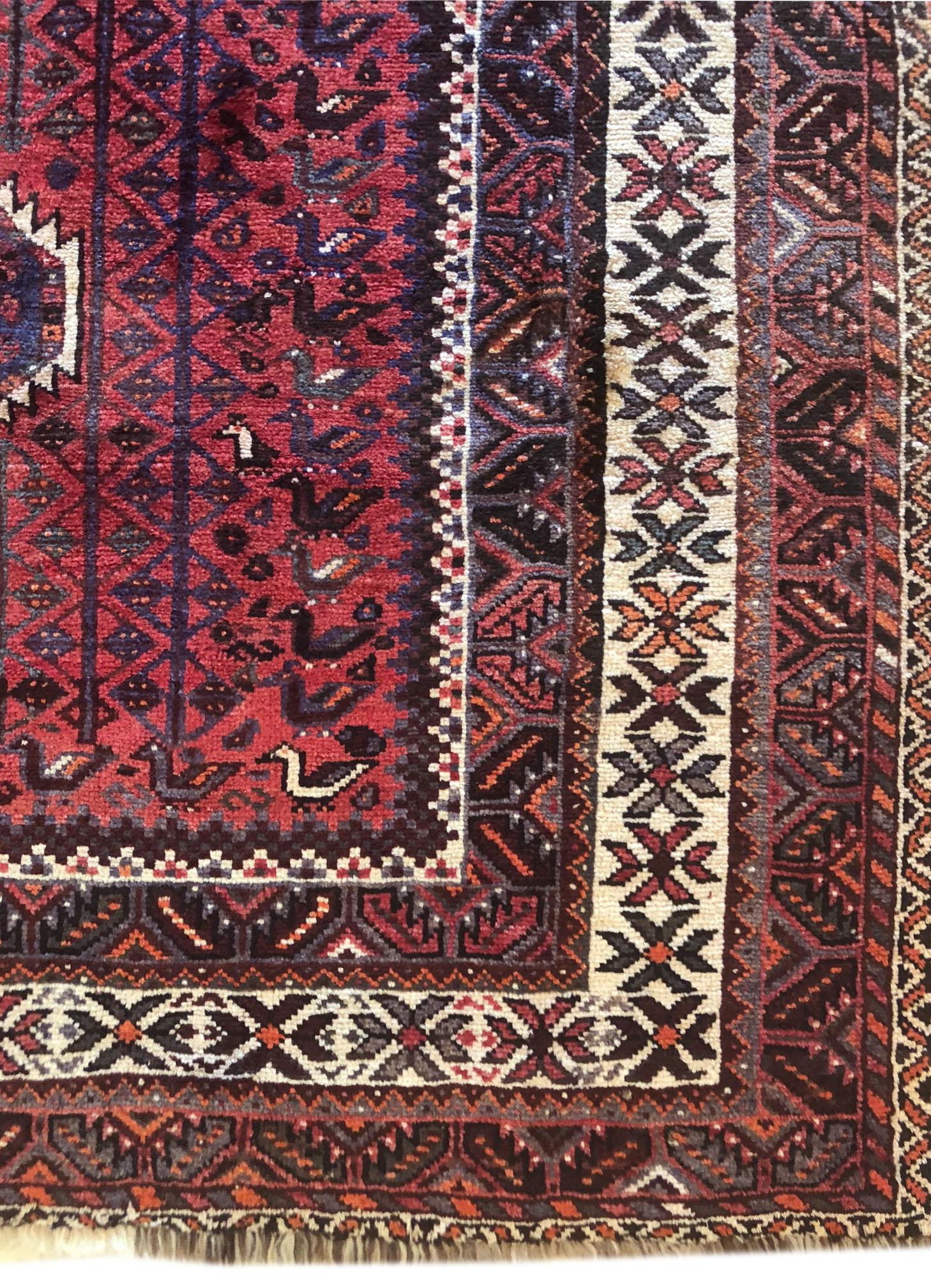 Hand-Knotted Vintage Persian Hand Knotted Tribal Medallion Red Shiraz Rug, circa 1960s