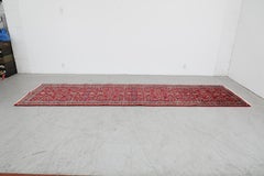 Vintage Persian Hand-Knotted Wool Runner Rug in Red and Blue