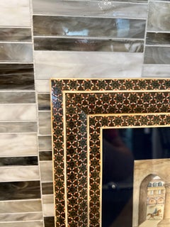 Vintage Persian Handmade Khatam Frame w/ Chovgan Game Painting