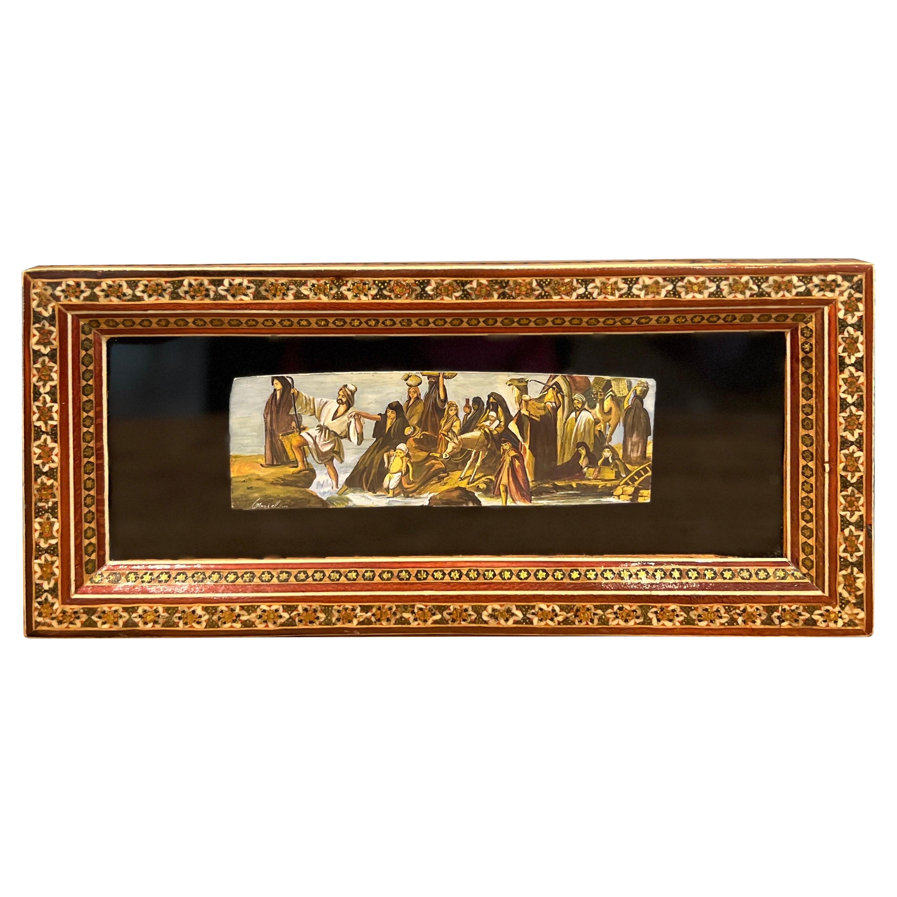 Persischer handgefertigter Khatam-Rahmen mit Moses-Kreuz, Vintage