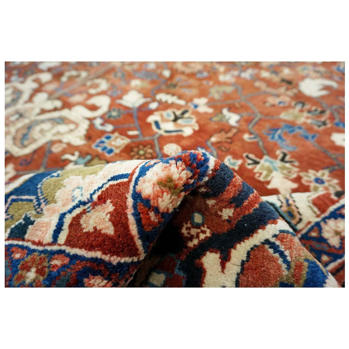 Persischer Heriz-Teppich in Rot, Marineblau und Elfenbein, handgefertigt, 10x13 im Angebot 5