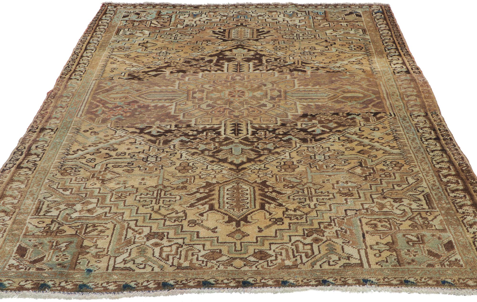 Hand-Knotted Vintage Persian Heriz Accent Rug For Sale