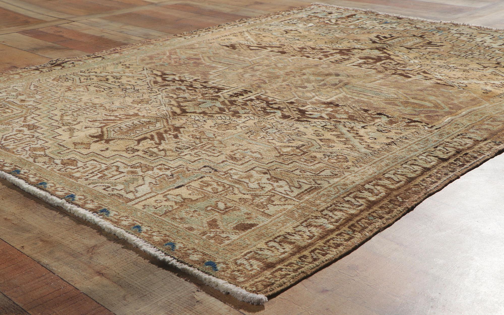 20th Century Vintage Persian Heriz Accent Rug For Sale