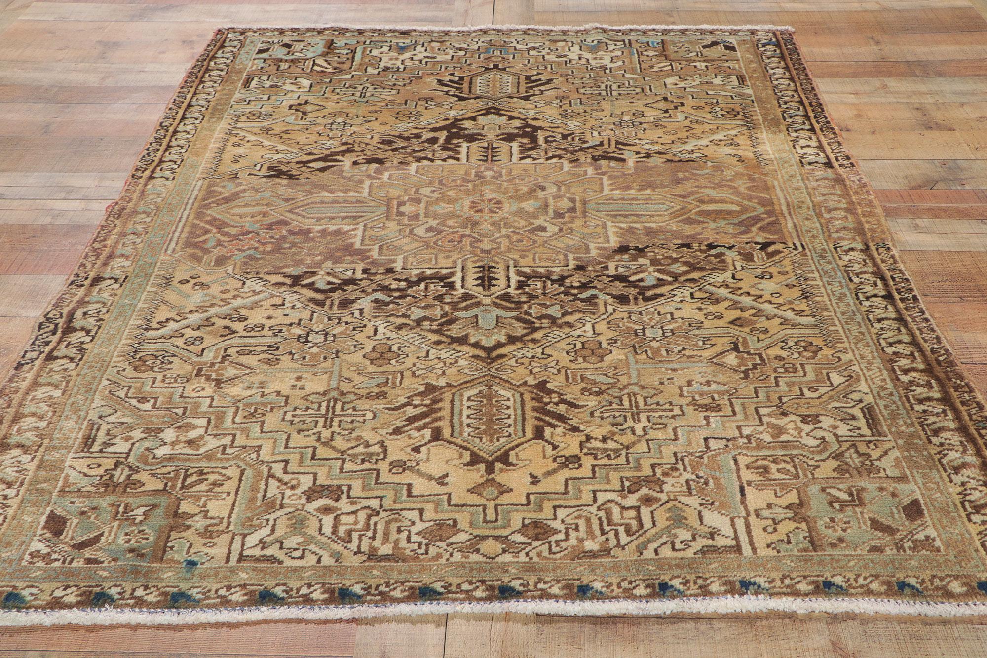 Wool Vintage Persian Heriz Accent Rug For Sale