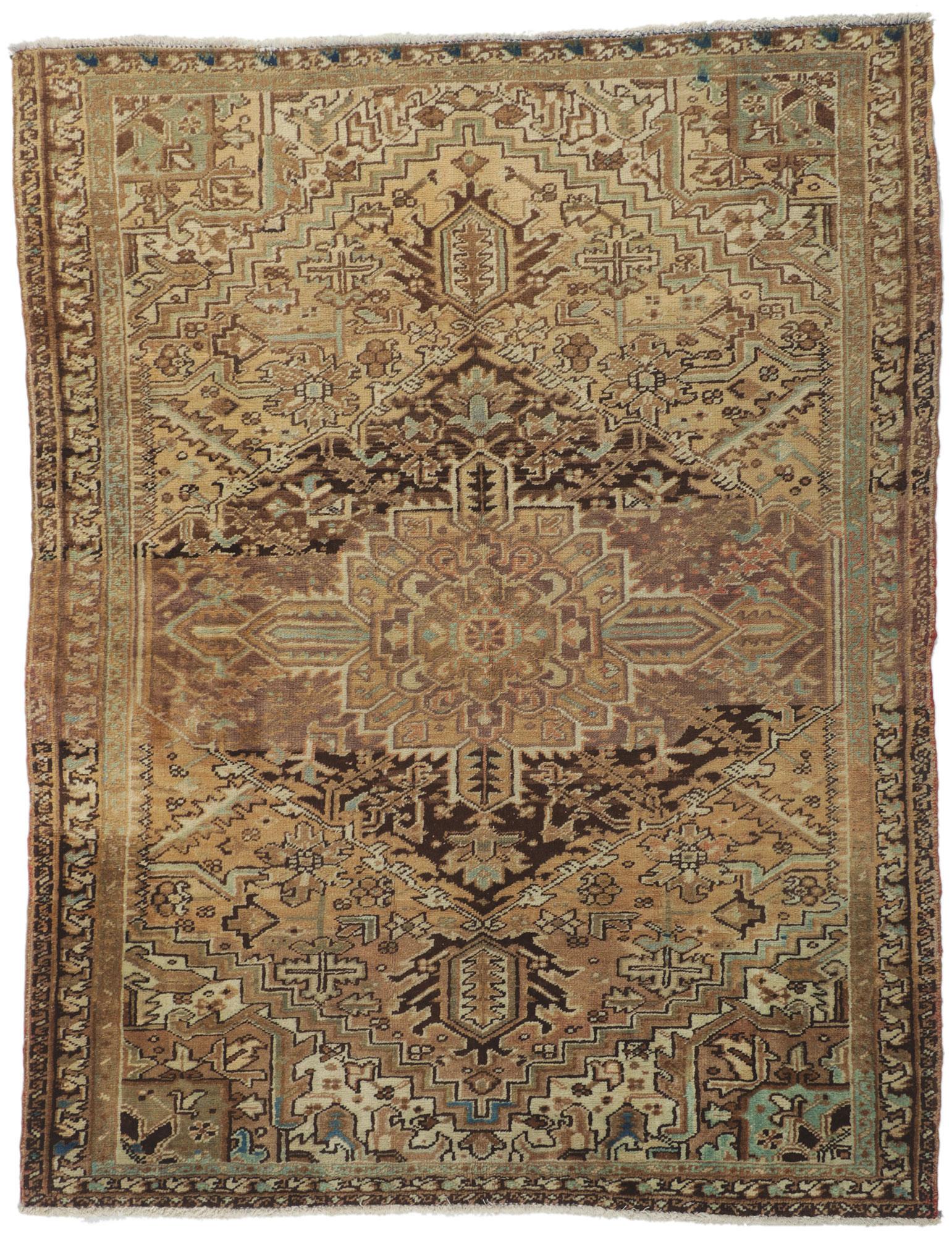 Vintage Persian Heriz Accent Rug For Sale 2