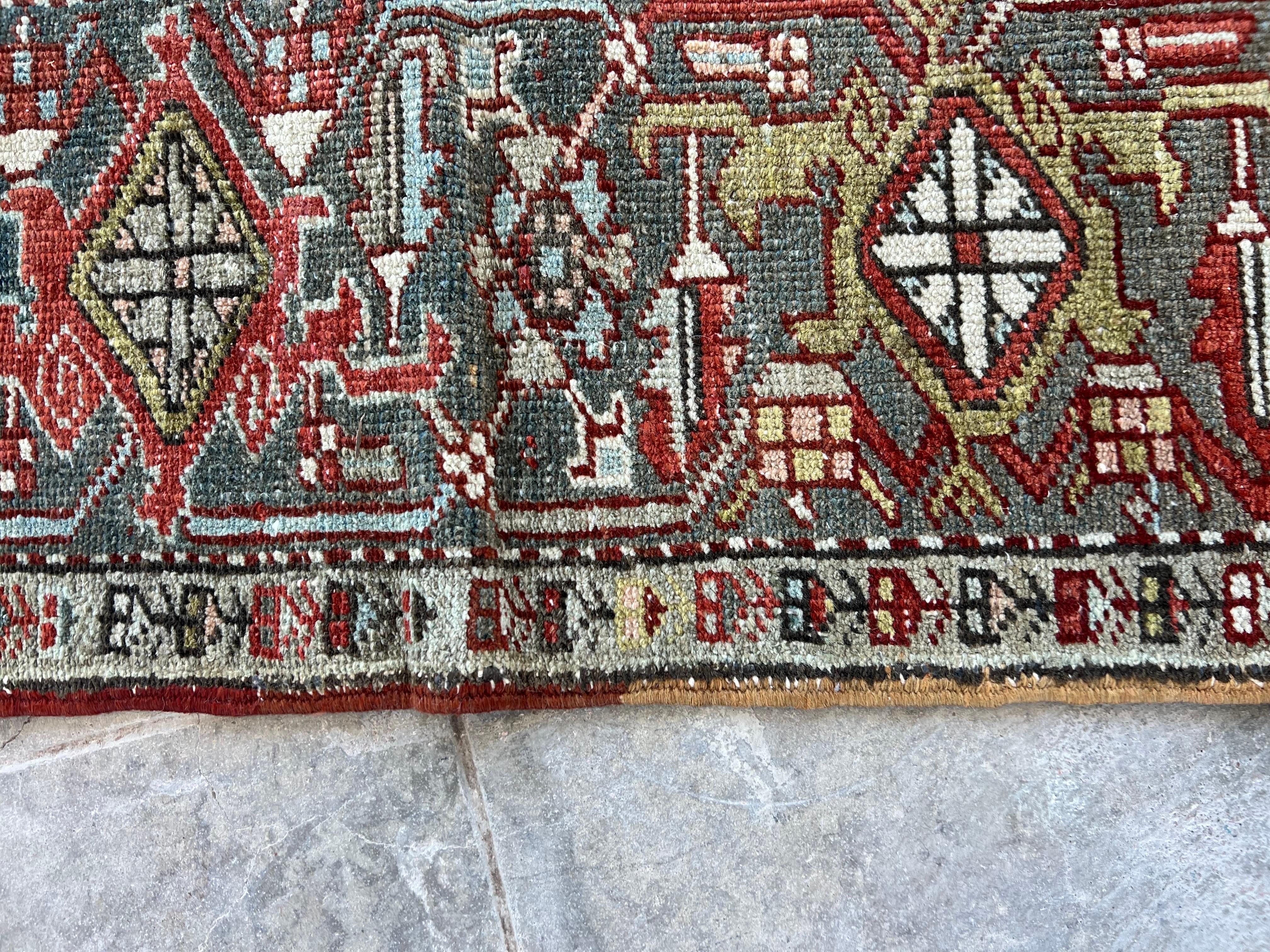 Vintage Persian Heriz rug, All over Pattern, hand knotted wool, repeating For Sale 2
