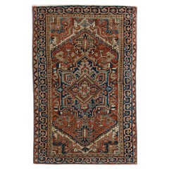 Tapis persan vintage Heriz de 3'x 4'4 m