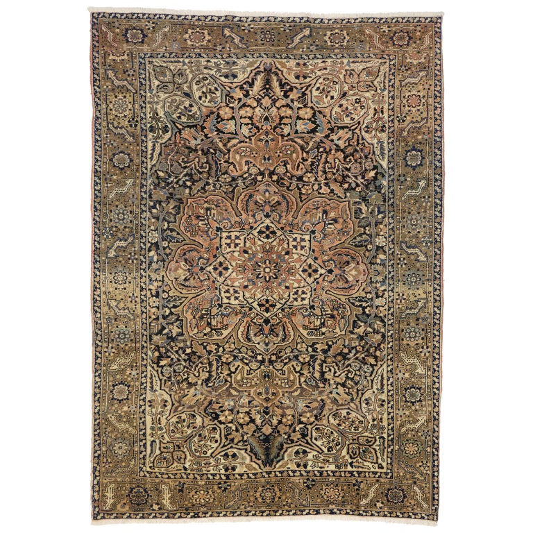 Heriz Area Rug Vintage Persian Heriz Area Rug with Arts and Crafts Artisan Style For ...