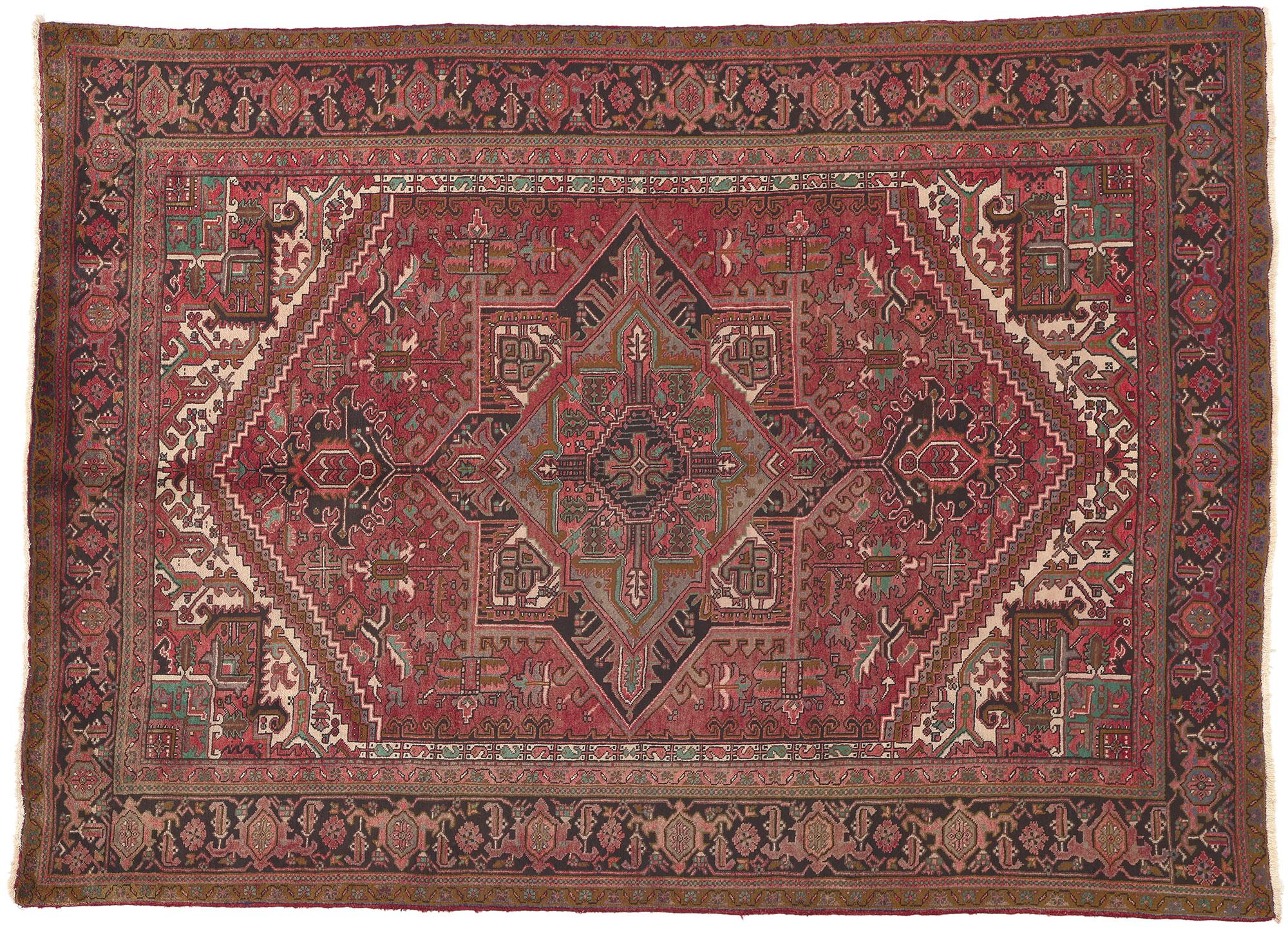 Wool Vintage Persian Heriz Rug, Timeless Appeal Meets Perpetually Posh For Sale