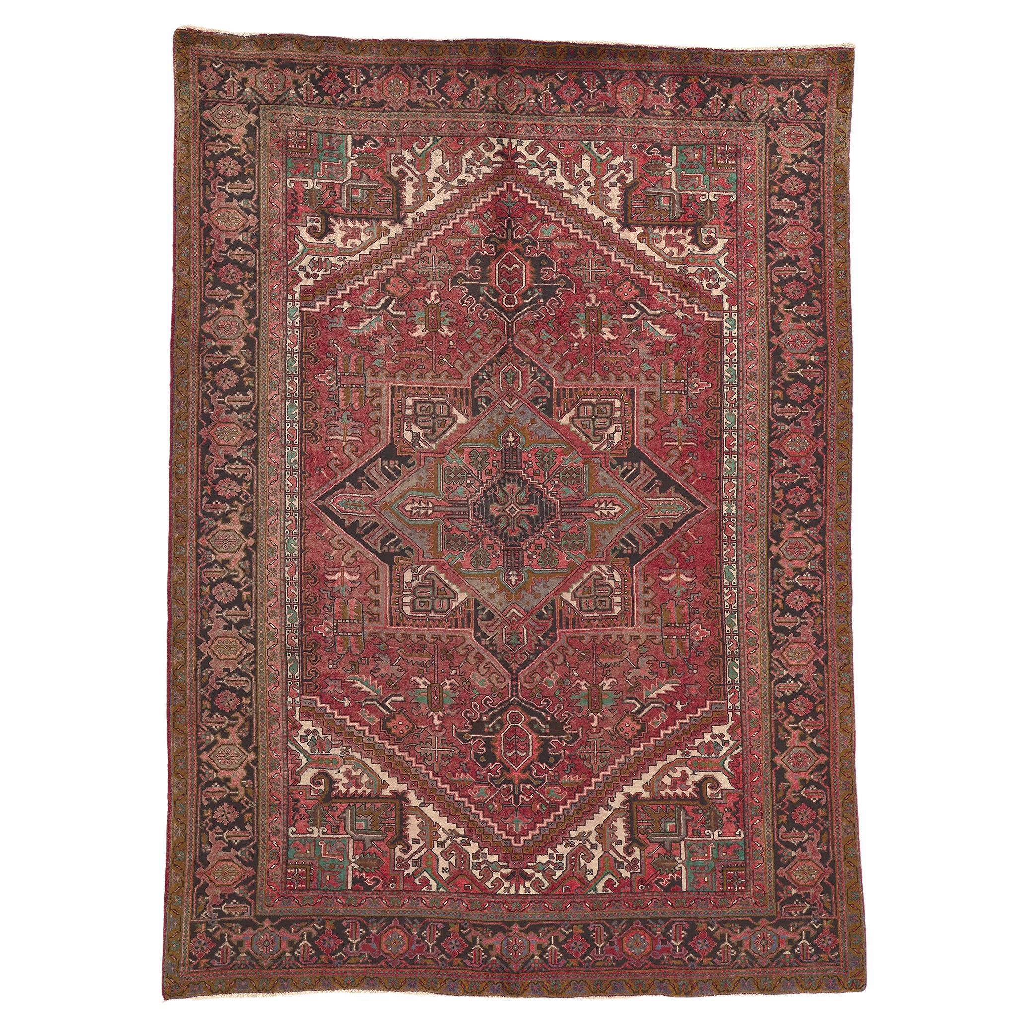 Vintage Persian Heriz Rug, Timeless Appeal Meets Perpetually Posh For Sale