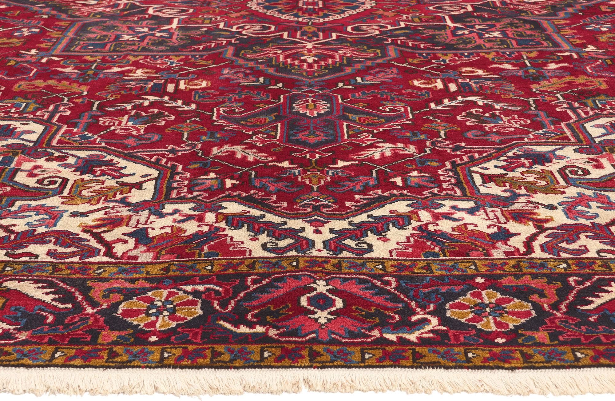 Hand-Knotted Vintage Persian Heriz Rug, Perpetually Posh Meets Effortlessly Chic For Sale