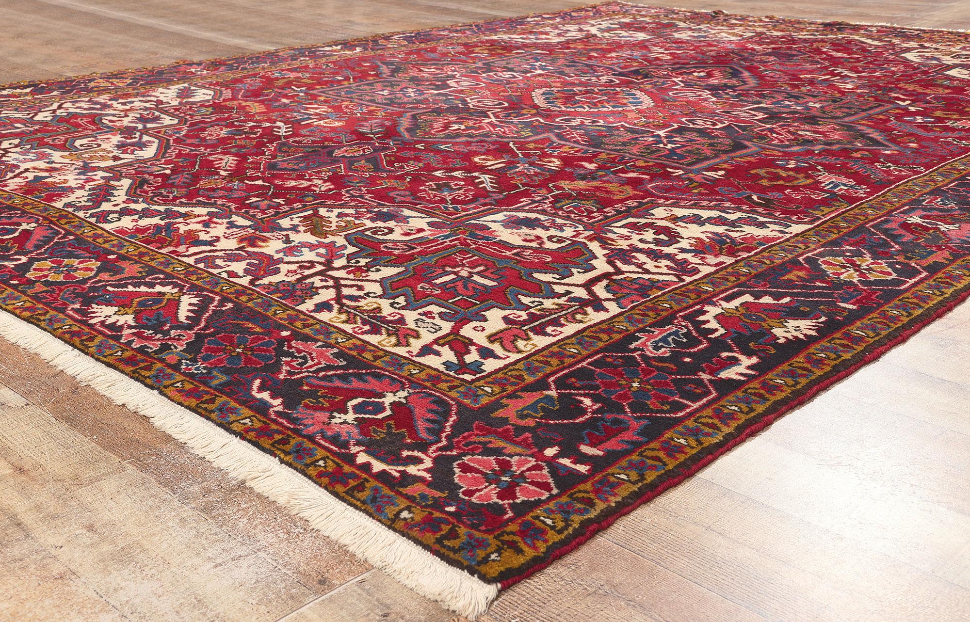 Wool Vintage Persian Heriz Rug, Perpetually Posh Meets Effortlessly Chic For Sale