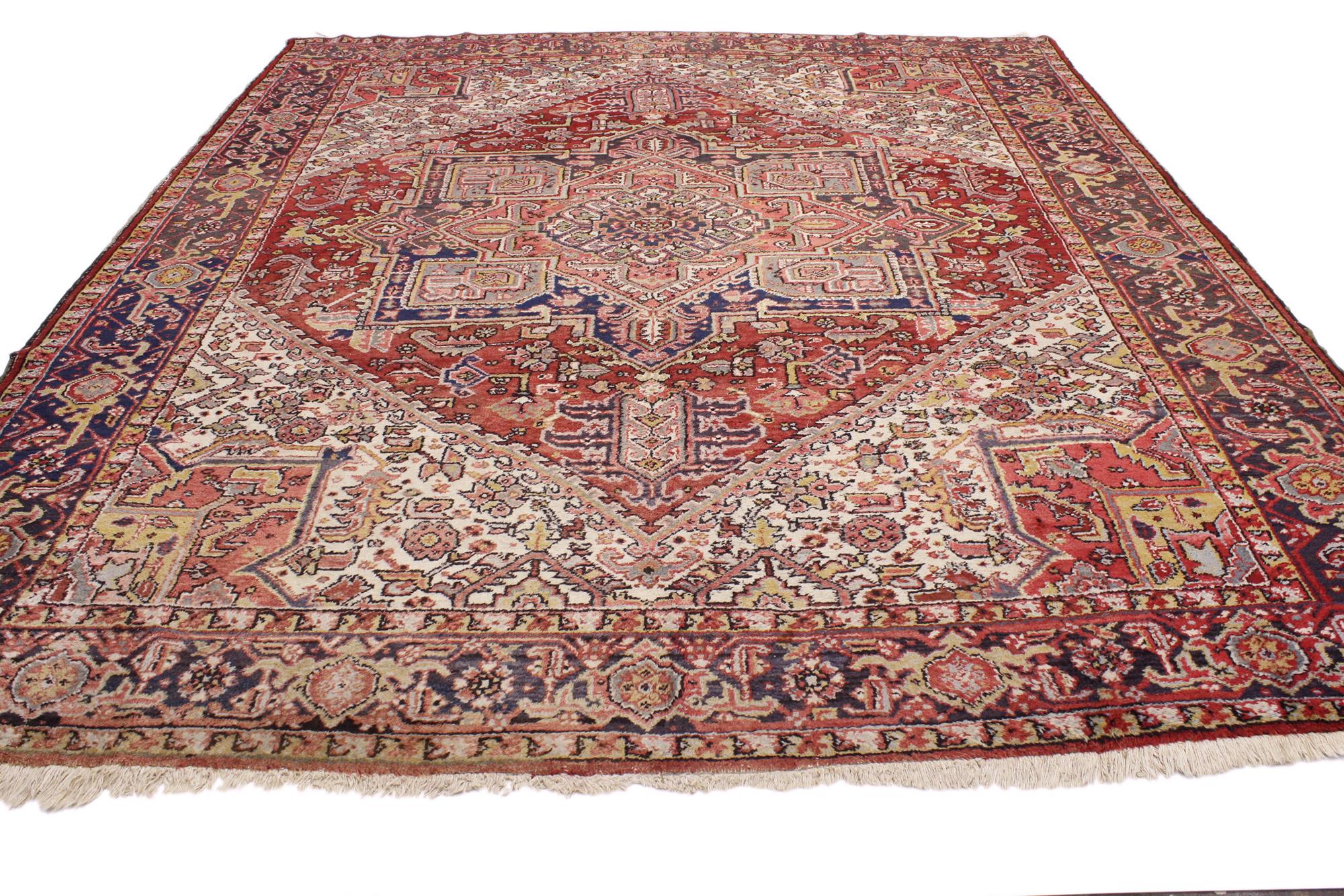 Heriz Serapi 1950's Persian Heriz Carpet with Modern Style For Sale
