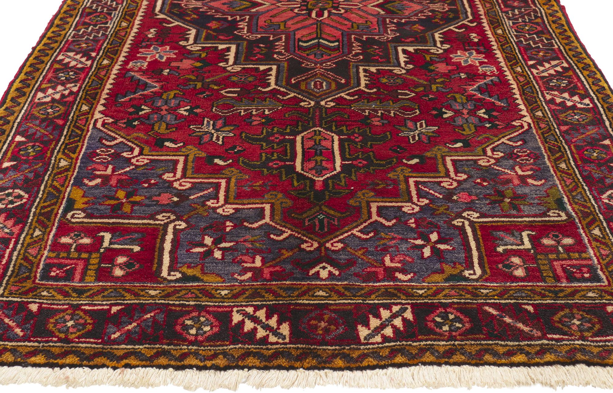 Hand-Knotted Vintage Persian Heriz Carpet For Sale