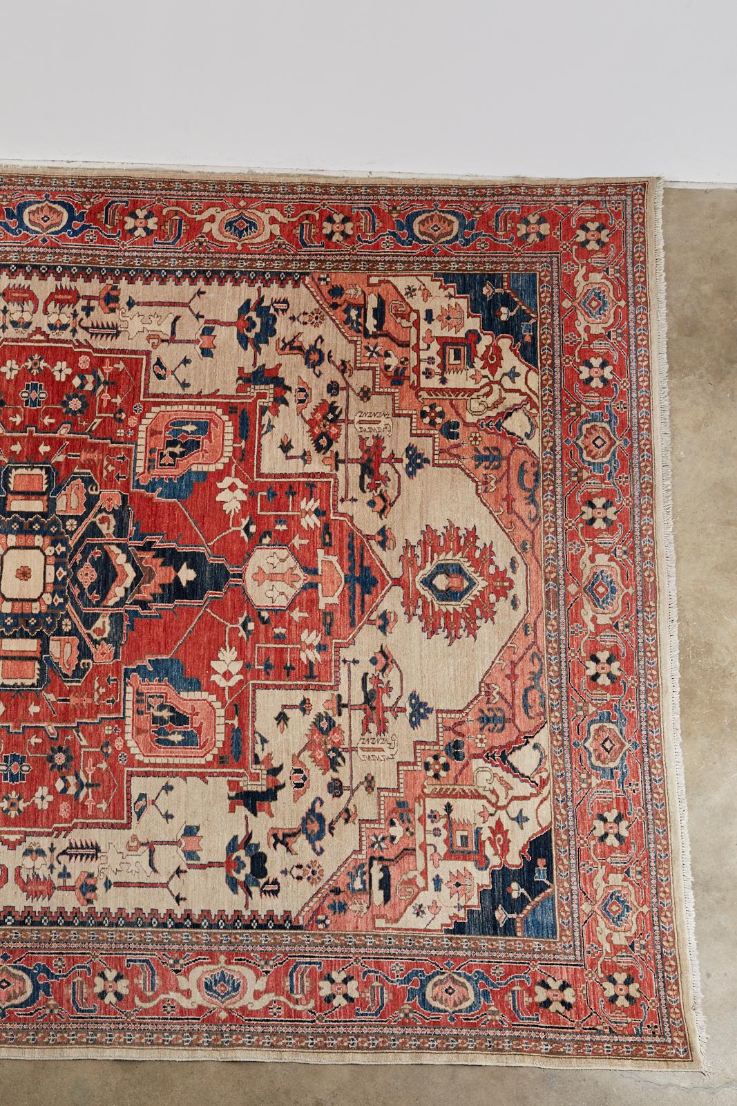Hand-Knotted Persian Heriz Style Azeri Carpet For Sale