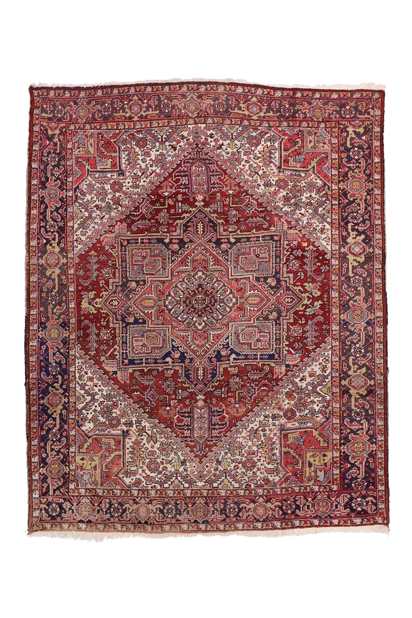 1950's Persian Heriz Carpet with Modern Style In Good Condition For Sale In Dallas, TX