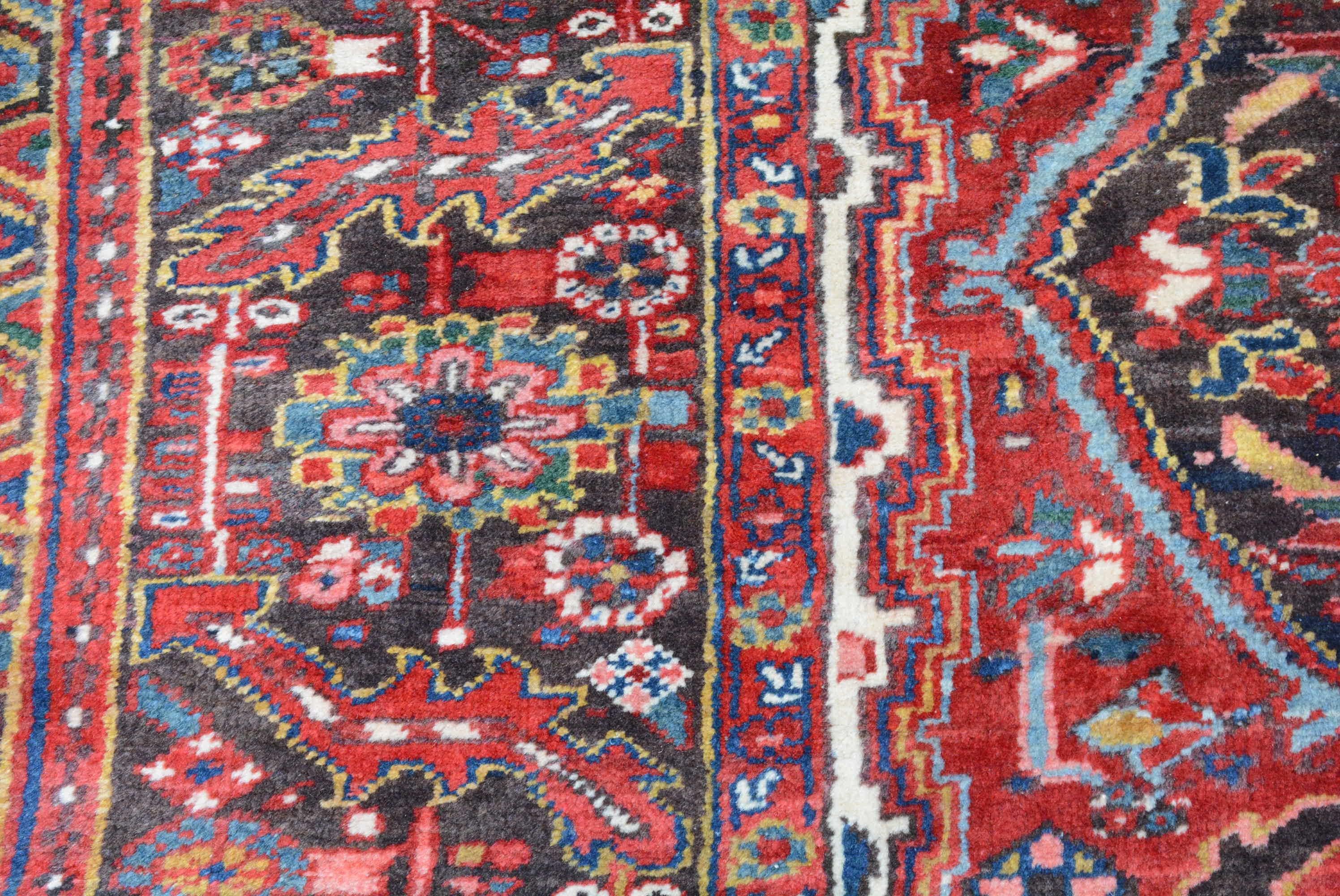 Wool Vintage Persian Heriz Carpet For Sale