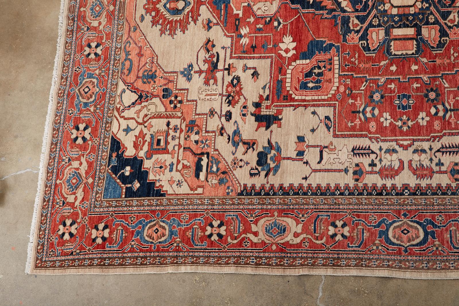 Wool Persian Heriz Style Azeri Carpet For Sale