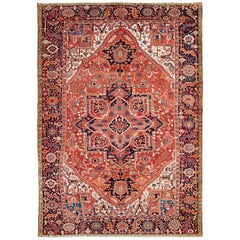 Vintage Persian Heriz Carpet