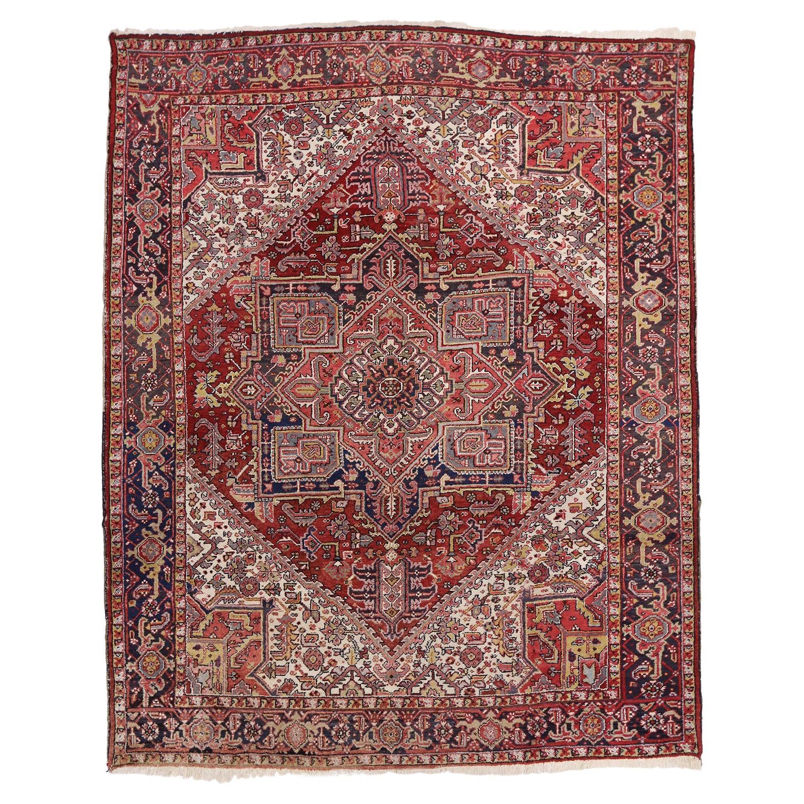 1950's Persian Heriz Carpet with Modern Style