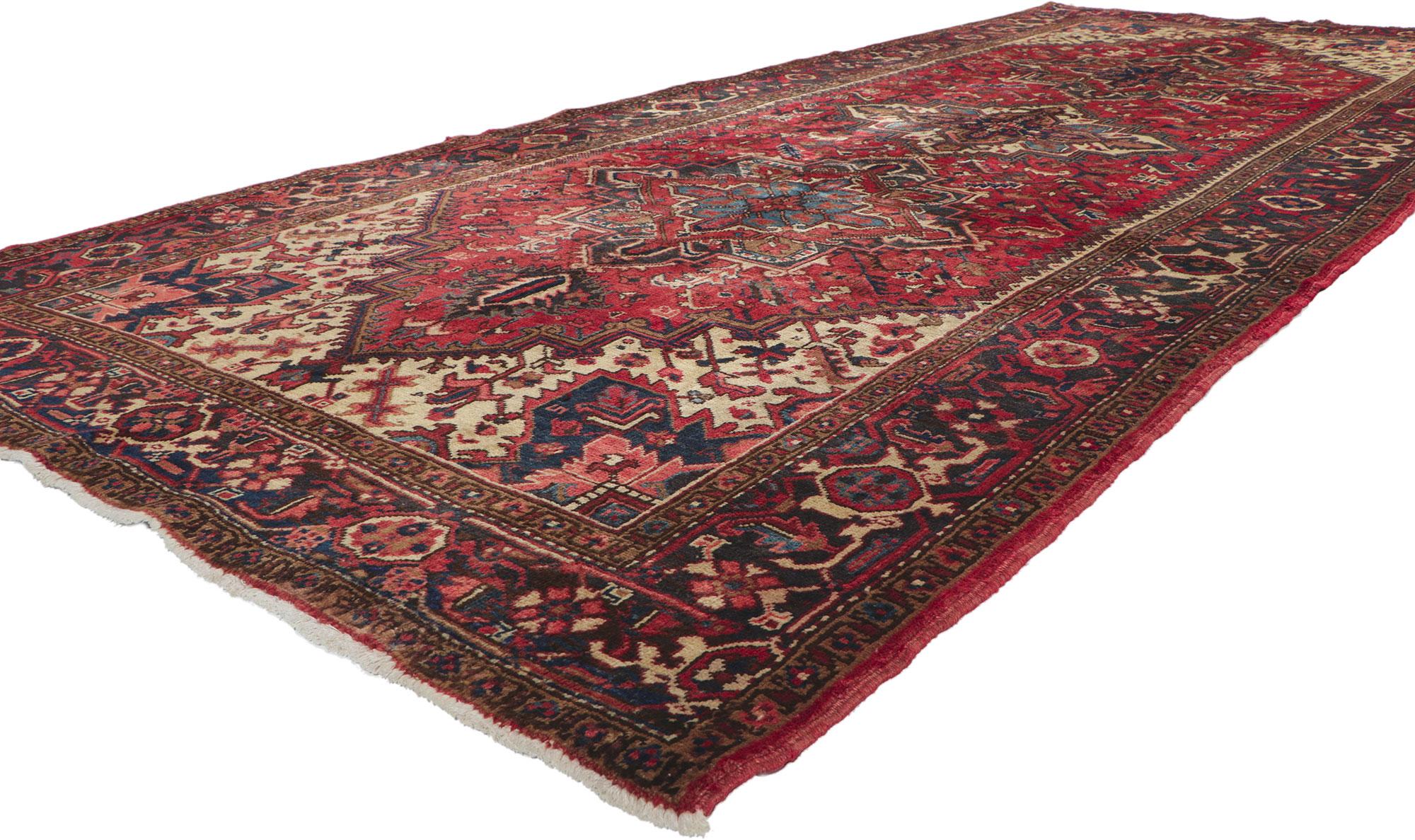 61089 Vintage Persian Heriz gallery rug, 05'05 x 12'10.