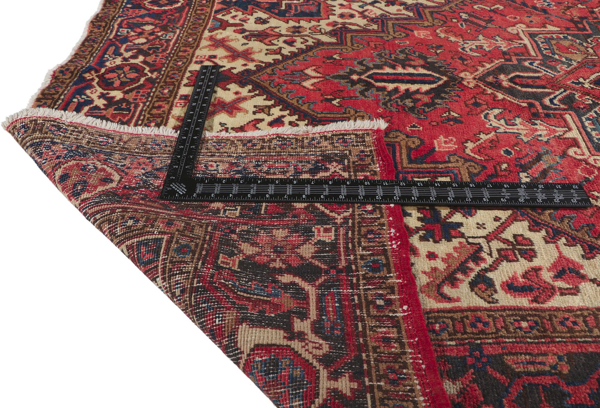Hand-Knotted Vintage Persian Heriz Gallery Rug For Sale