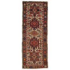 Vintage Persian Heriz Karaja Runner, Short Hallway Tribal Style Runner