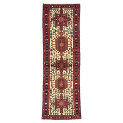 Vintage Persian Heriz Karaja Runner, Short Hallway Tribal Style Runner