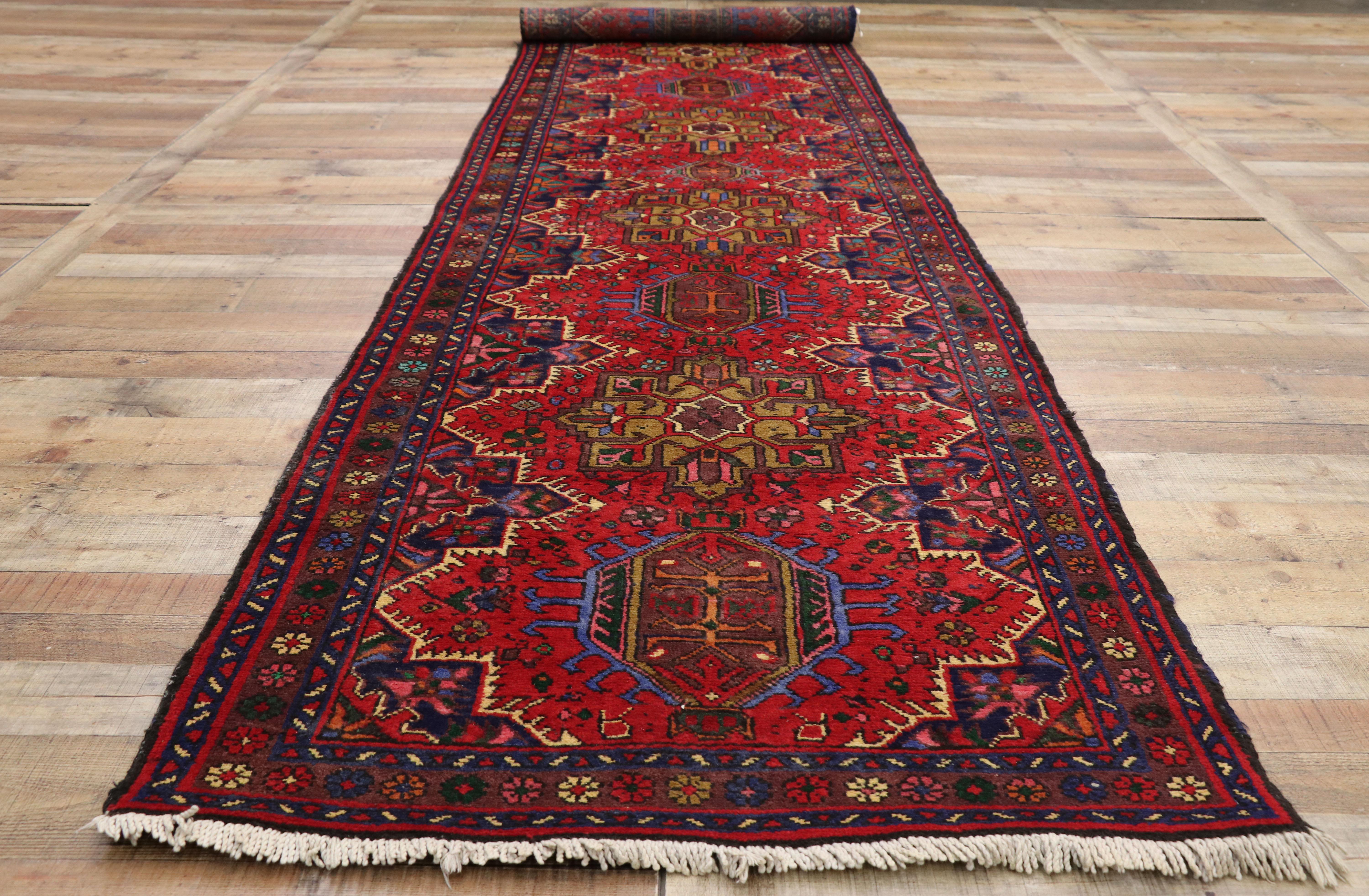 Wool Vintage Persian Heriz Rug Carpet Runner  For Sale
